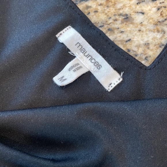 Maurice’s - Black Floral Dress Elastic Waist V Neck, Back Neck Tie, size medium - Picture 5 of 12